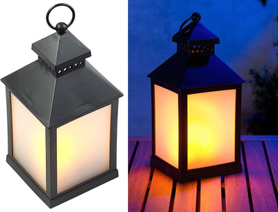 Lunartec Flackerlicht LED: 2er Pack LED-Laterne mit realistischem Flammenspiel und Timer (Laterne mi