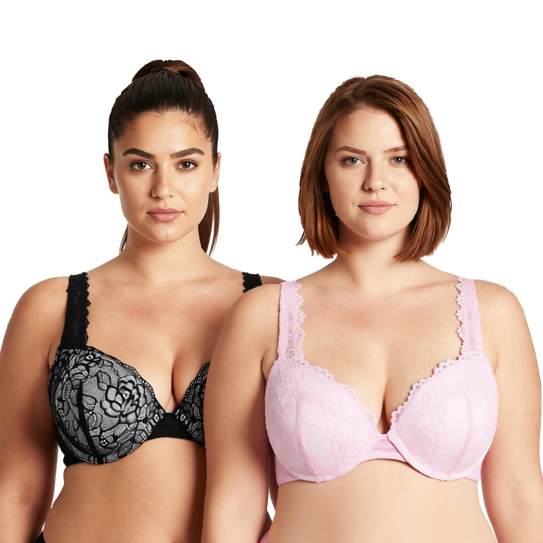 Curve Muse Damen Übergrösse Fügen Sie 1 und eine halbe Tasse hinzu Hochdrücken Bügel Spitzen-BHS 70D