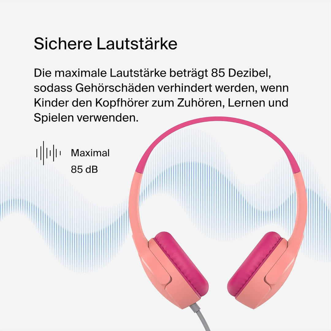 Belkin Sound Form Mini On-Ear-Kopfhörer mit Kabel für Kinder, Mit integriertem Mikrofon für die Schu
