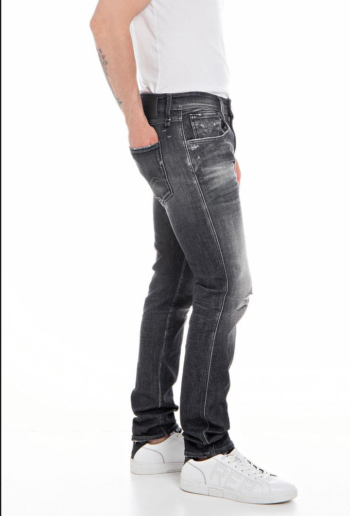 Replay Herren Jeans Anbass Slim-Fit Aged mit Power Stretch, 097 Dark Grey