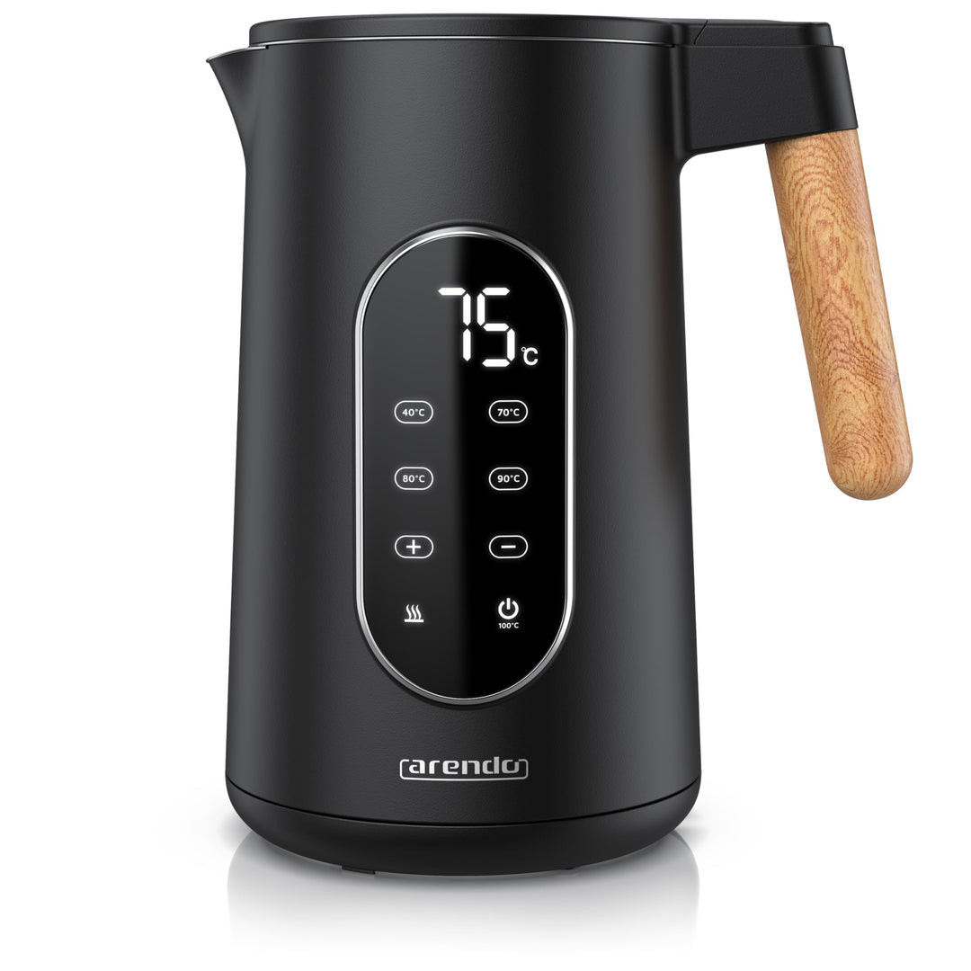 Arendo - Edelstahl Wasserkocher mit Temperatureinstellung 40-100°C - Doppelwand Design Cool Touch -