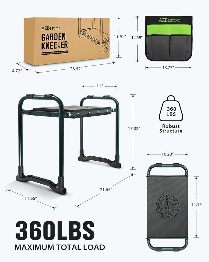 Garten-Kniebank und Sitz, robust, faltbarer Gartenhocker, erweitert, auf 25,4 cm erweitert, stabil,