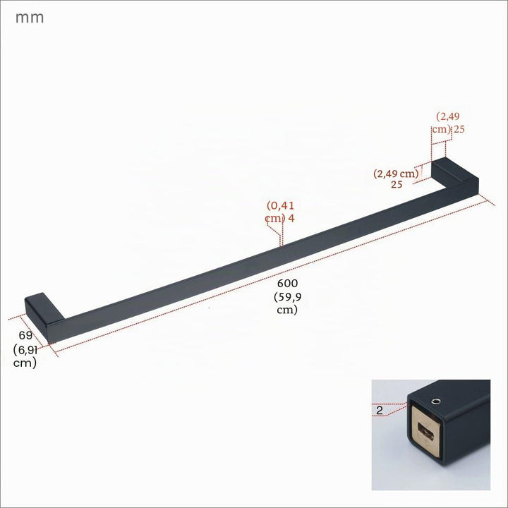 24-Zoll-Badetuch-Stab-einzelne Tuch-Schiene an der Wand befestigt, schwarze Malerei, Beelee BA8501B