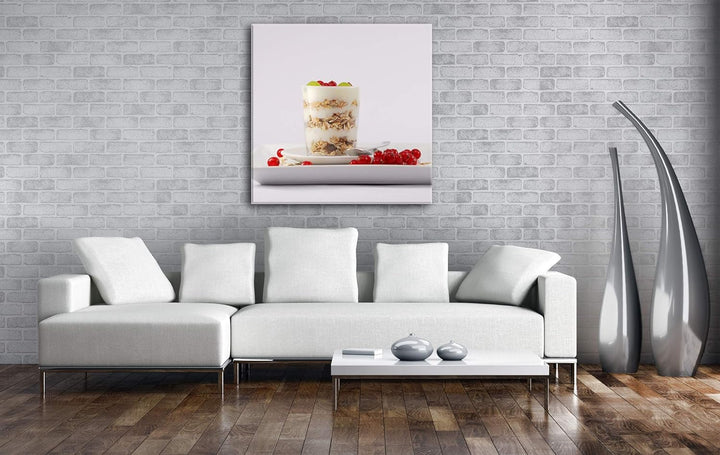 deyoli gesundes Müsli Frühstück im Format: 60x60 als Leinwandbild, Motiv fertig gerahmt auf Echtholz