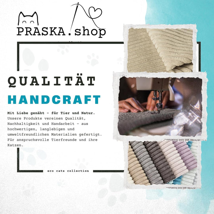 PRASKA Hundematte Katzenkissen für Grosse und Kleine Hunde oder Katzen Rechteckig 65x45cm Premium Ha
