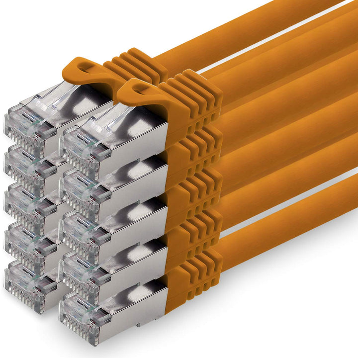1aTTack.de 0,5m - orange - 10 Stück CAT.7 Netzwerkkabel Patchkabel SFTP PIMF LSZH Gigabit Lan Kabel