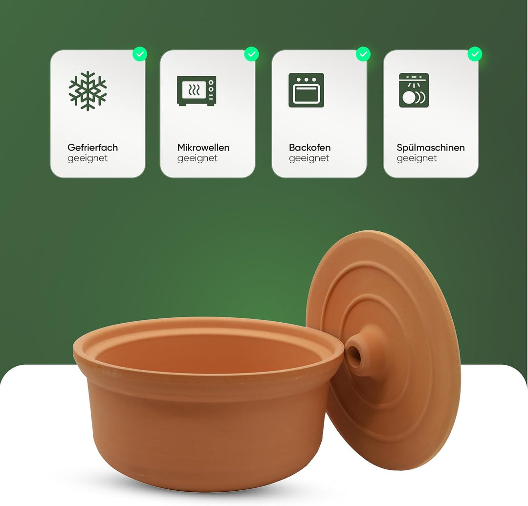 NORDIC SCHILLER Schmortopf, 3500ml, 26x15cm, Naturton, Backofen-Mikrowellen, Gefriergeeignet, Wärmes