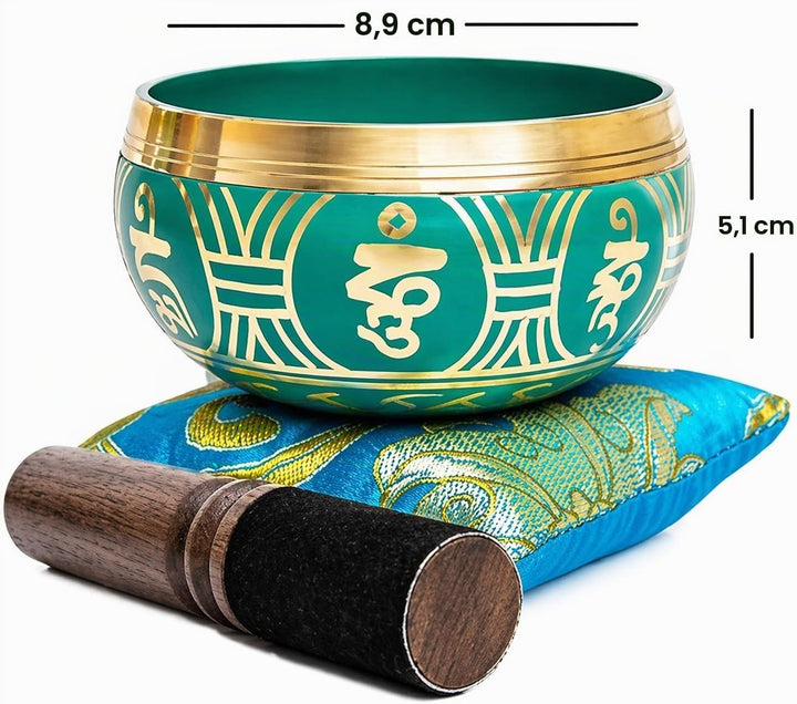 Himalayan Bazaar Tibetische Klangschalen-Set mit Tasche, einfach zu spielen, authentische Handarbeit