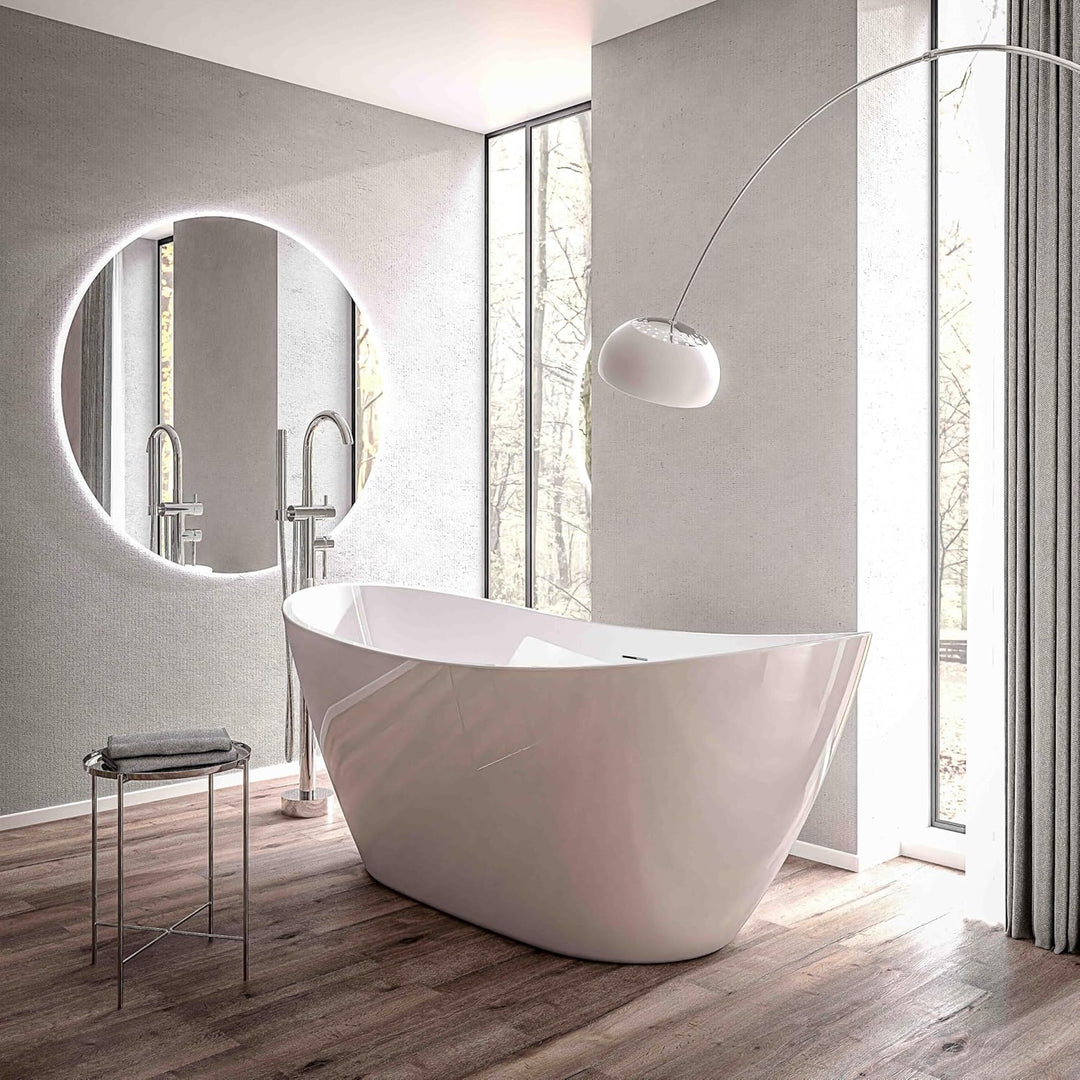 BERNSTEIN Freistehende Badewanne aus Sanitäracryl Standbadewanne Wanne mit Doppelwandiger Konstrukti
