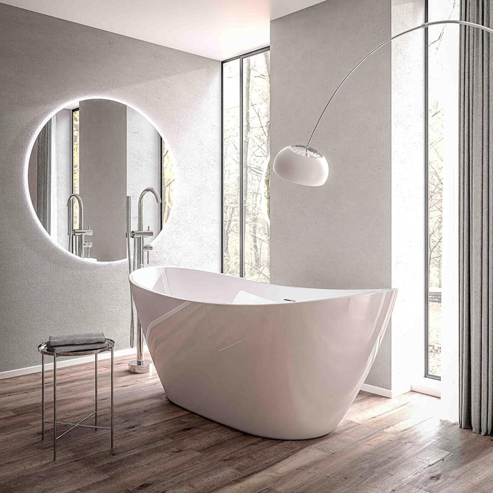 BERNSTEIN Freistehende Badewanne aus Sanitäracryl Standbadewanne Wanne mit Doppelwandiger Konstrukti