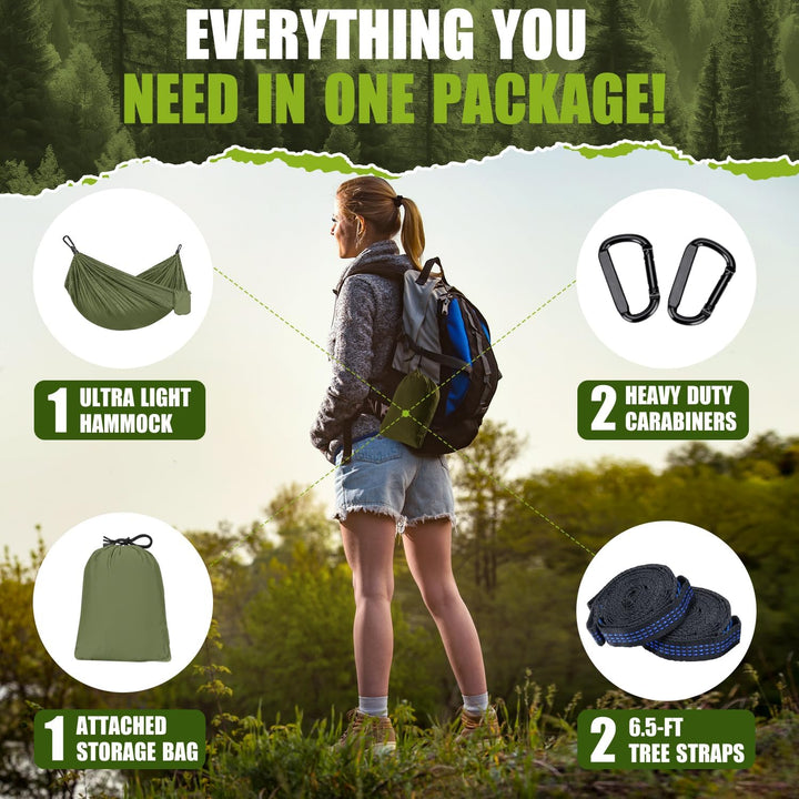 Ultraleicht Hängematte Outdoor 300KG Tragkraft | Reise Hängematte Camping Atmungsaktiv Schnelltrockn