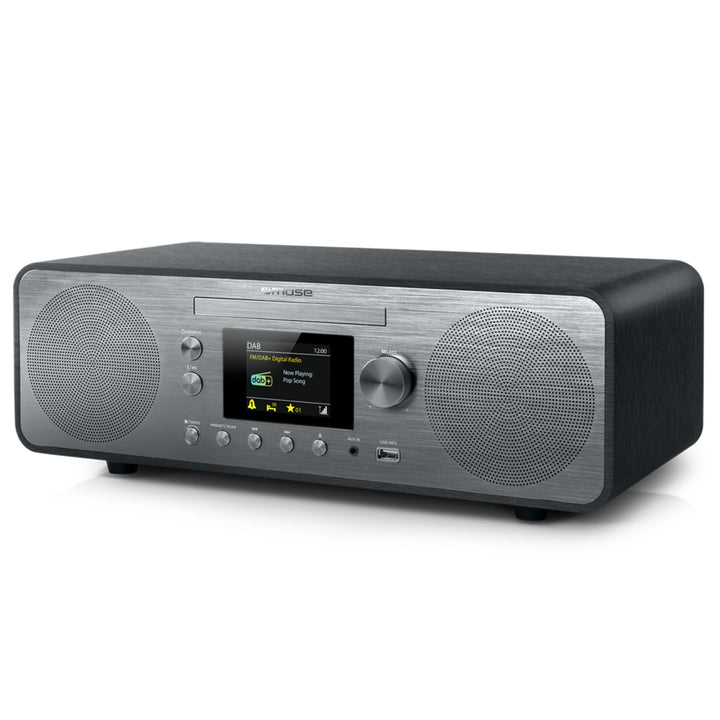 MUSE M-885 DAB Design Bluetooth Stereoanlage mit CD-Player und USB (DAB+, UKW, NFC, AUX), 80 Watt, g