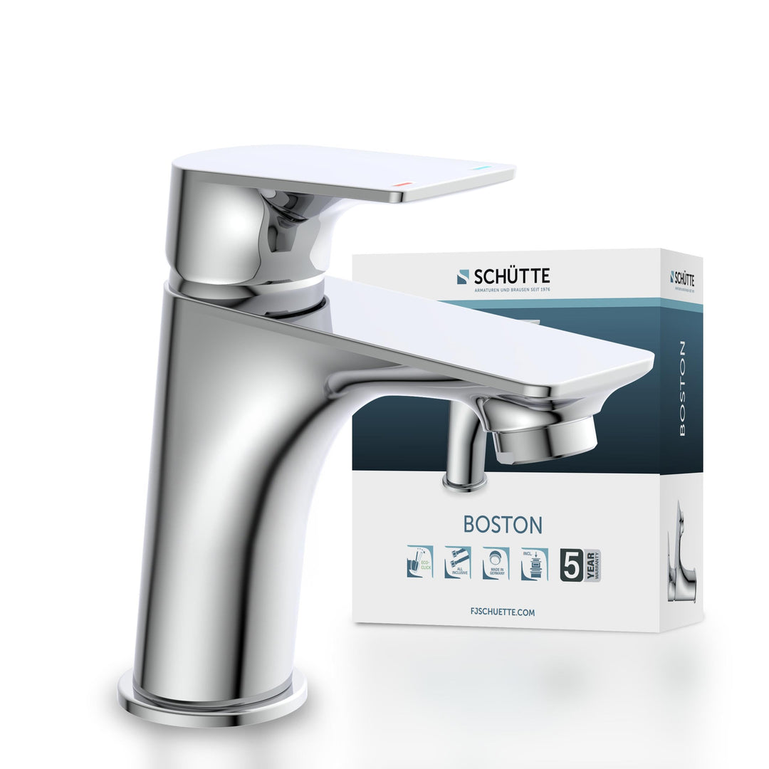 SCHÜTTE 33210 BOSTON Wasserhahn Bad Chrom, Waschtischarmatur, Mischbatterie Waschbecken, moderner Ei