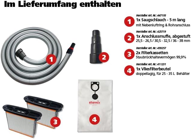 Starmix Nass- und Trockensauger Staubsauger ISC L-1625, hochwertiger Sauger für Baustelleneinsatz (1