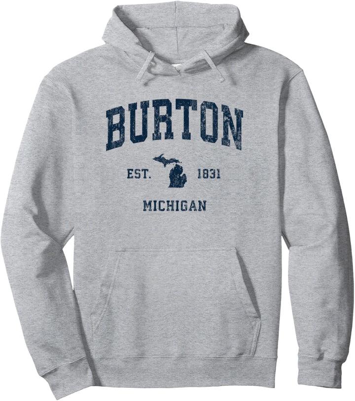 Burton Michigan MI Sportliches Vintage-Sportdesign, Marineblau Pullover Hoodie