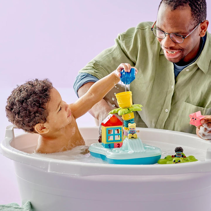 LEGO DUPLO Wasserrutsche Set, Badespielzeug für Kleinkinder ab 2 Jahren, mit schwimmender Insel, Sch