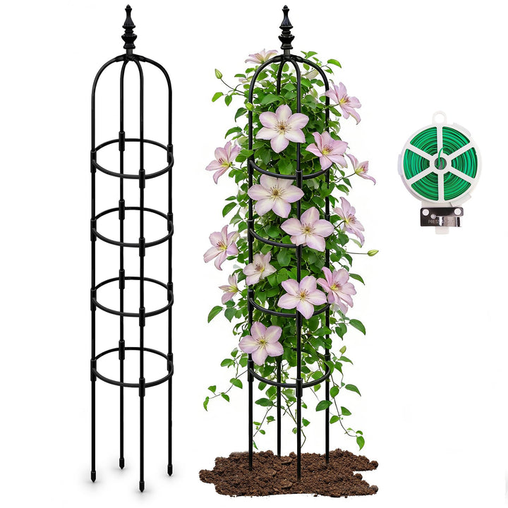180cm Metall U-Form Pflanzenstütze Rankhilfe für Garten &amp; Balkon Schwerlast Pflanzengestell mit 30m