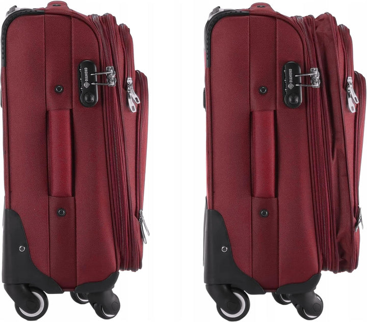 DIAMOND Weichschalen-Kabinenkoffer S 20" – Dunkelrot, Codura 1200D, 360° Rollen, Zahlenschloss, Erwe
