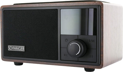 SCHWAIGER 715729 Analoger Radiowecker QI Ladestation UKW FM Bluetooth Lautsprecher Musikbox Radio AU