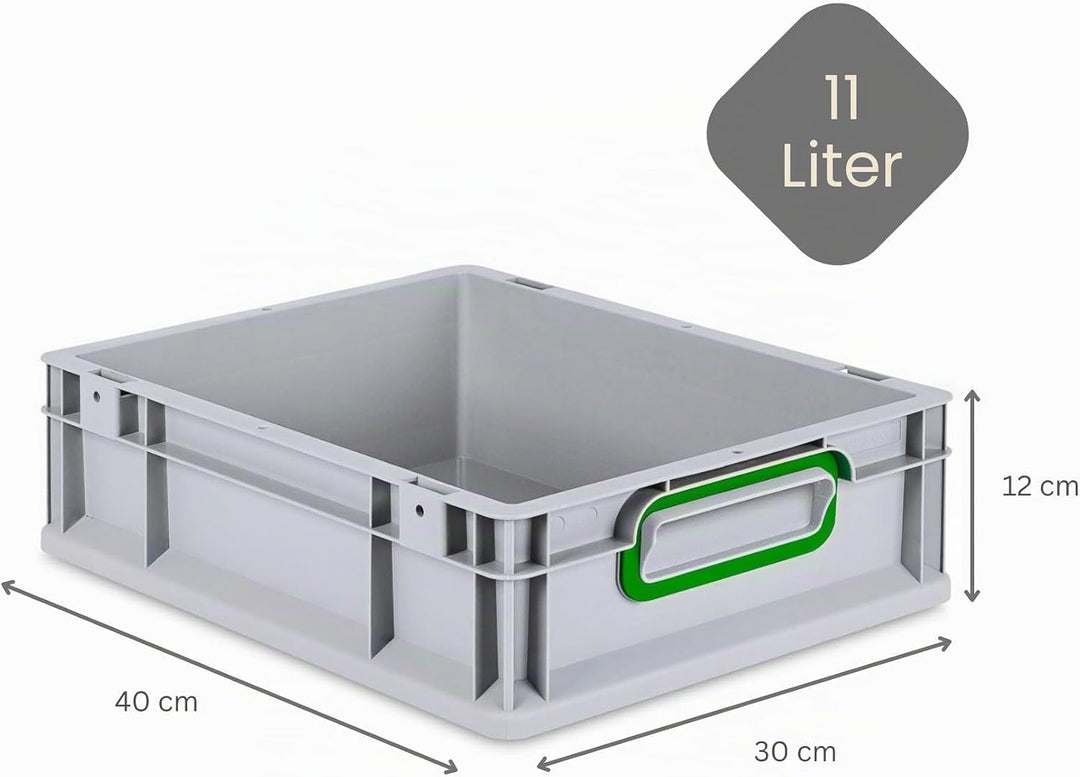 Mega Deal | 10x Proregal Eurobox NextGen Color | HxBxT 12x30x40cm | Griffe grün geschlossen | Glatte