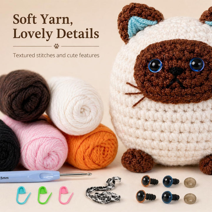 KINDLUME Häkelset für Anfänger, Häkelset, Crochet Set, Strickset, mit allen Materialien für Süsse Ti