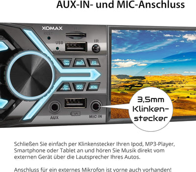 XOMAX XM-V424 Autoradio mit 4.1" / 10 cm Bildschirm I Bluetooth Freisprecheinrichtung I RDS I MP3 I