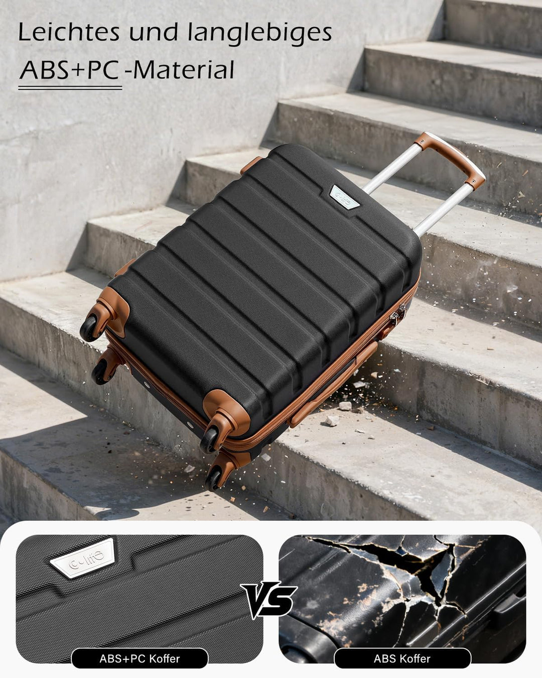 COOLIFE Koffer Gross 77cm XL, PC+ABS, Rollkoffer mit 360° Spinner Räder | TSA Zahlenschloss, Leicht