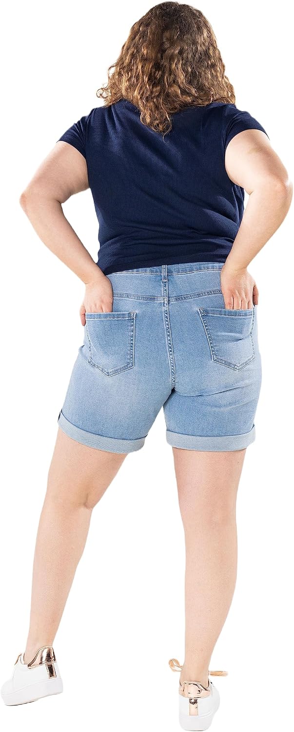 Nina Carter Damen Kurze Jeanshosen Grosse Grössen HIGH Waist Jeans Sommer Hose Used-Look 40 Grosse G