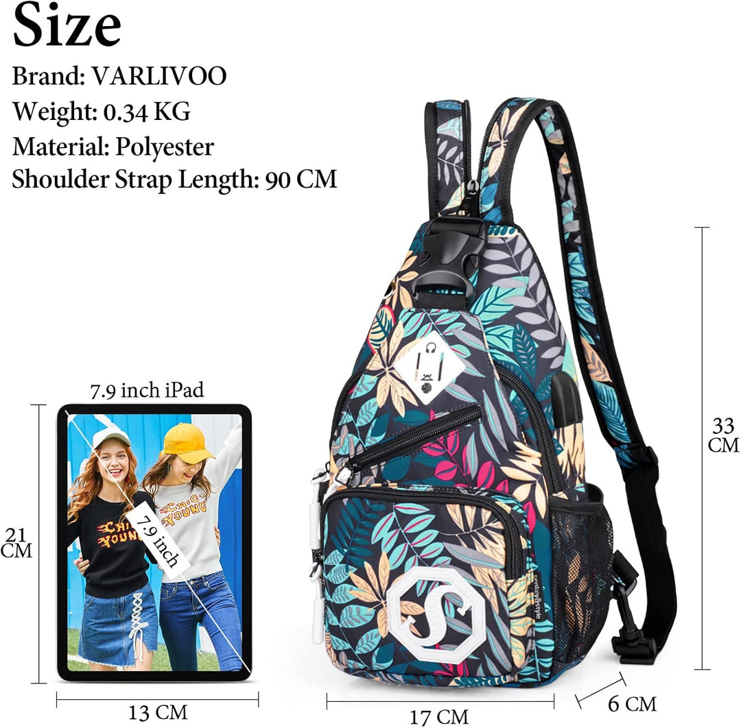 VARLIVOO Mode Damen Sling Bag Crossbody Bag Frauen Schultertasche Umhängetaschen Hiking Reisen Sling