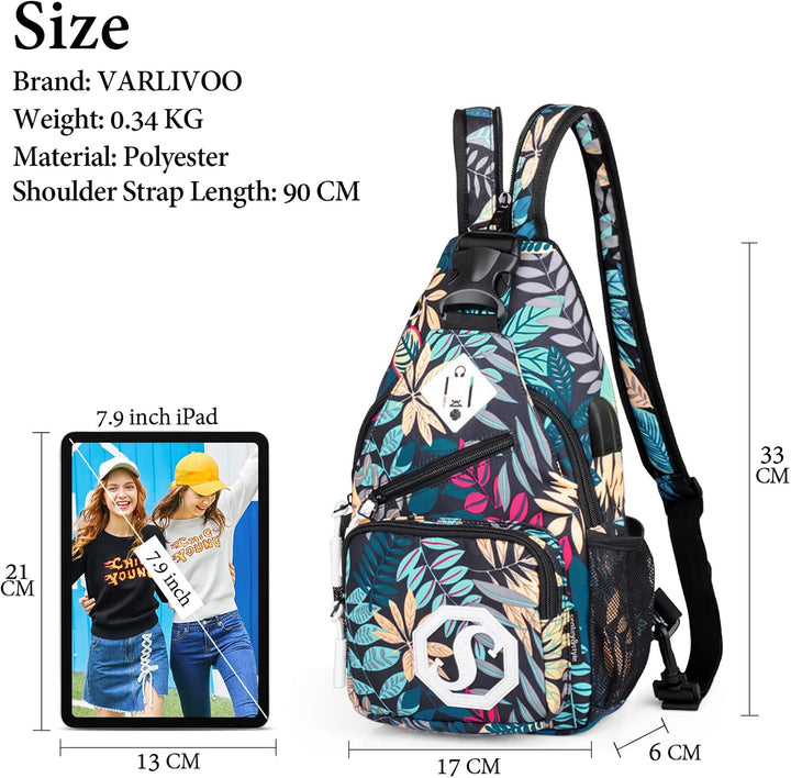 VARLIVOO Mode Damen Sling Bag Crossbody Bag Frauen Schultertasche Umhängetaschen Hiking Reisen Sling