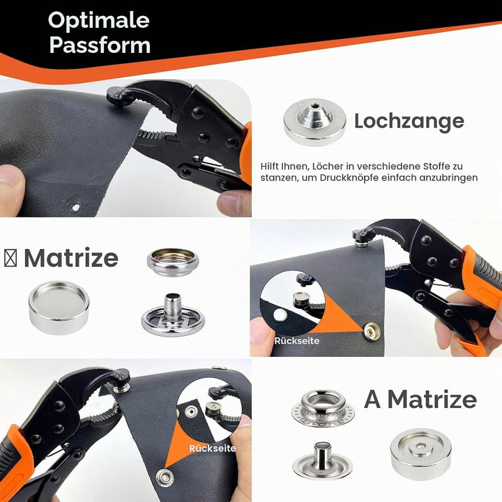 Druckknopf Set Mit Zange, Druckknöpfe Zum Schrauben, EnthäLt Werkzeugtasche und 40 SäTze 15-Mm-Druck