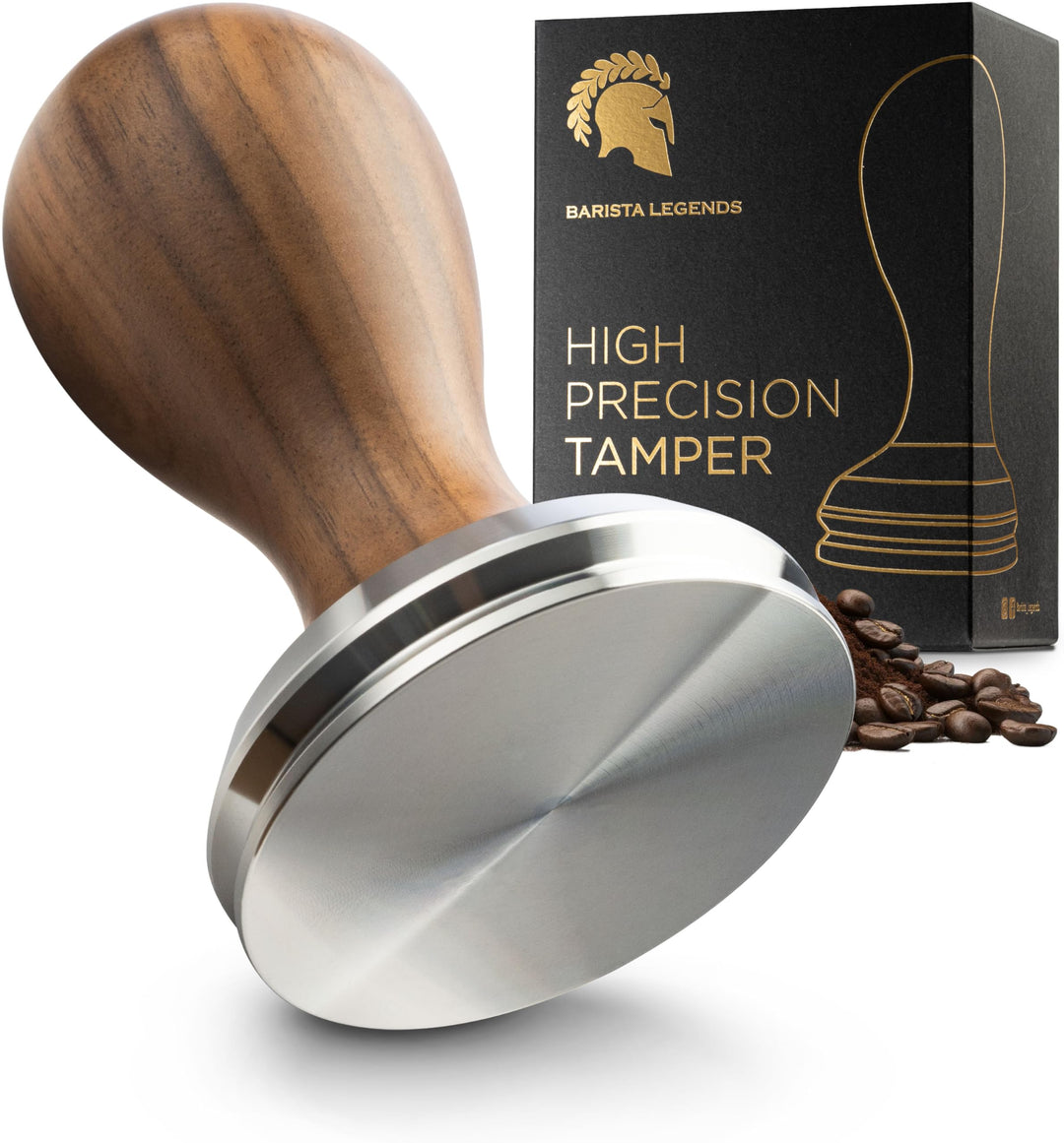 BaristaLegends Espresso Tamper 58,5mm – Präziser Kaffee-Tamper mit Edelstahlbase und Holzgriff, Anti