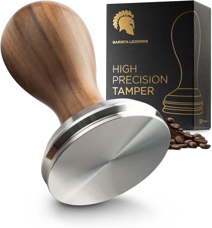 BaristaLegends Espresso Tamper 58,5mm – Präziser Kaffee-Tamper mit Edelstahlbase und Holzgriff, Anti