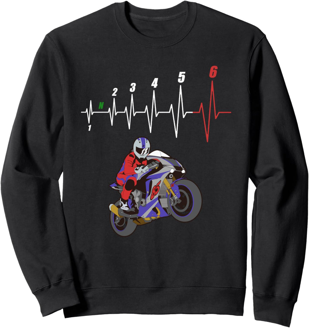 Wheelie Herzschlag, Biker Motorrad, Motorradfahrer Superbike Sweatshirt