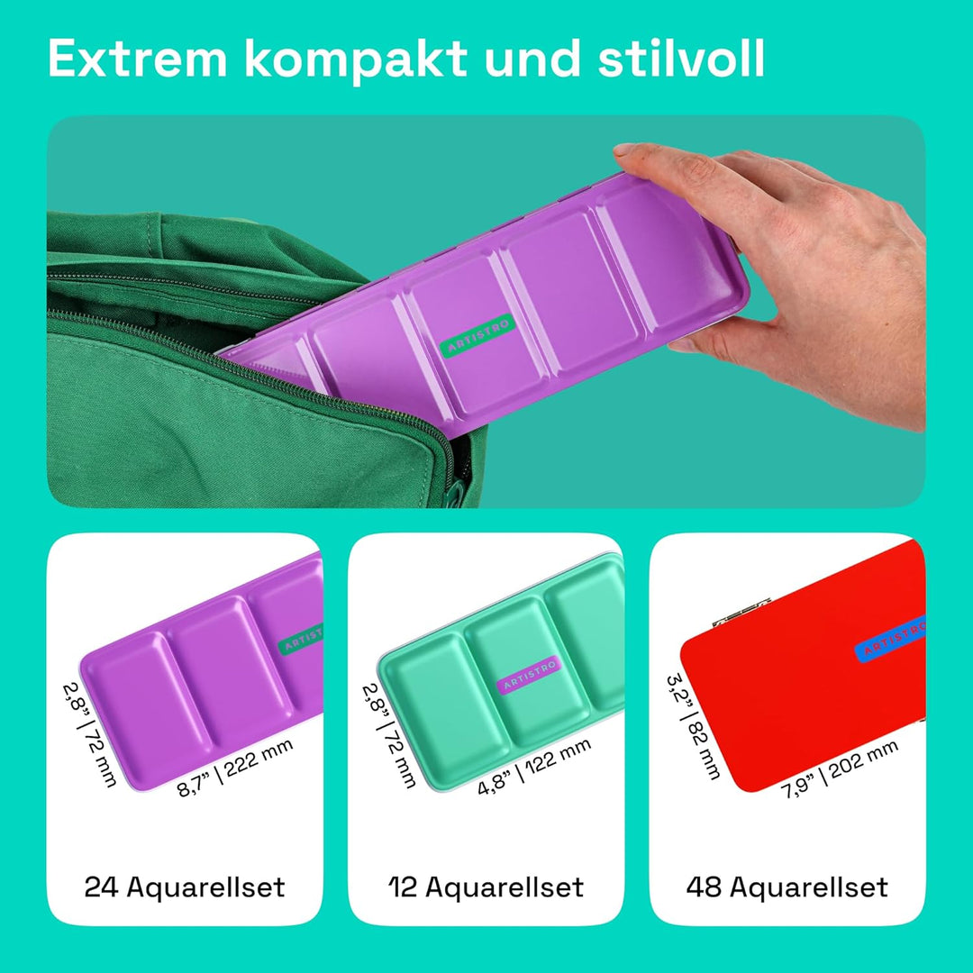 Artistro Aquarellfarben-Set 24 Farben in tragbarer Box für Kinder, Erwachsene, Künstler, Anfänger un