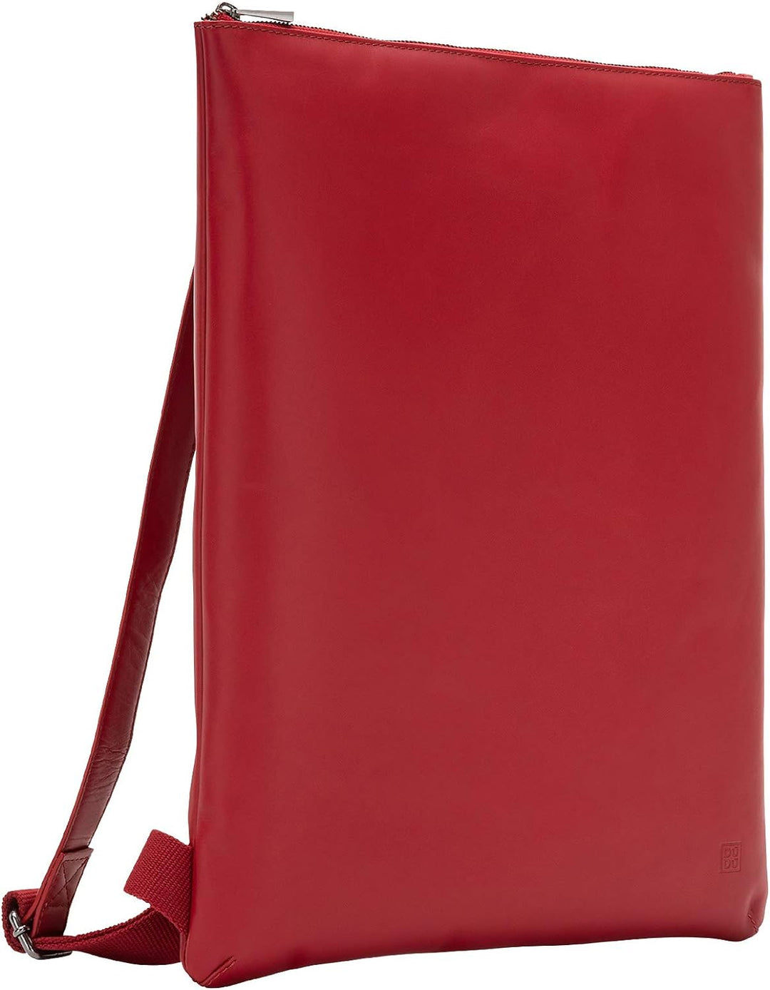 DuDu Herren Rucksack schmal und elegant in echtem, weichem Leder mit Reissverschluss Rot, Rot