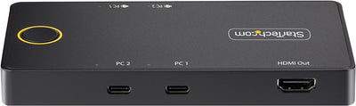 StarTech.com 2-Port USB-C KVM-Switch, EIN 4K 60Hz HDMI Monitor, 100W Power Delivery Pass-Through für