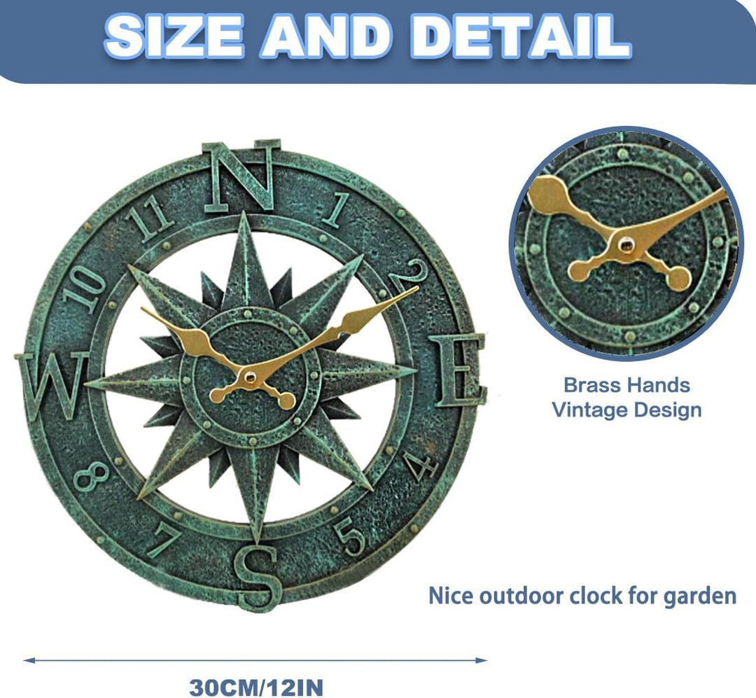 Outdoor Wanduhr 30 cm - Wasserdicht für Garten, Aussenbereich, Küche, Wohnzimmer - Industrial 3D Des