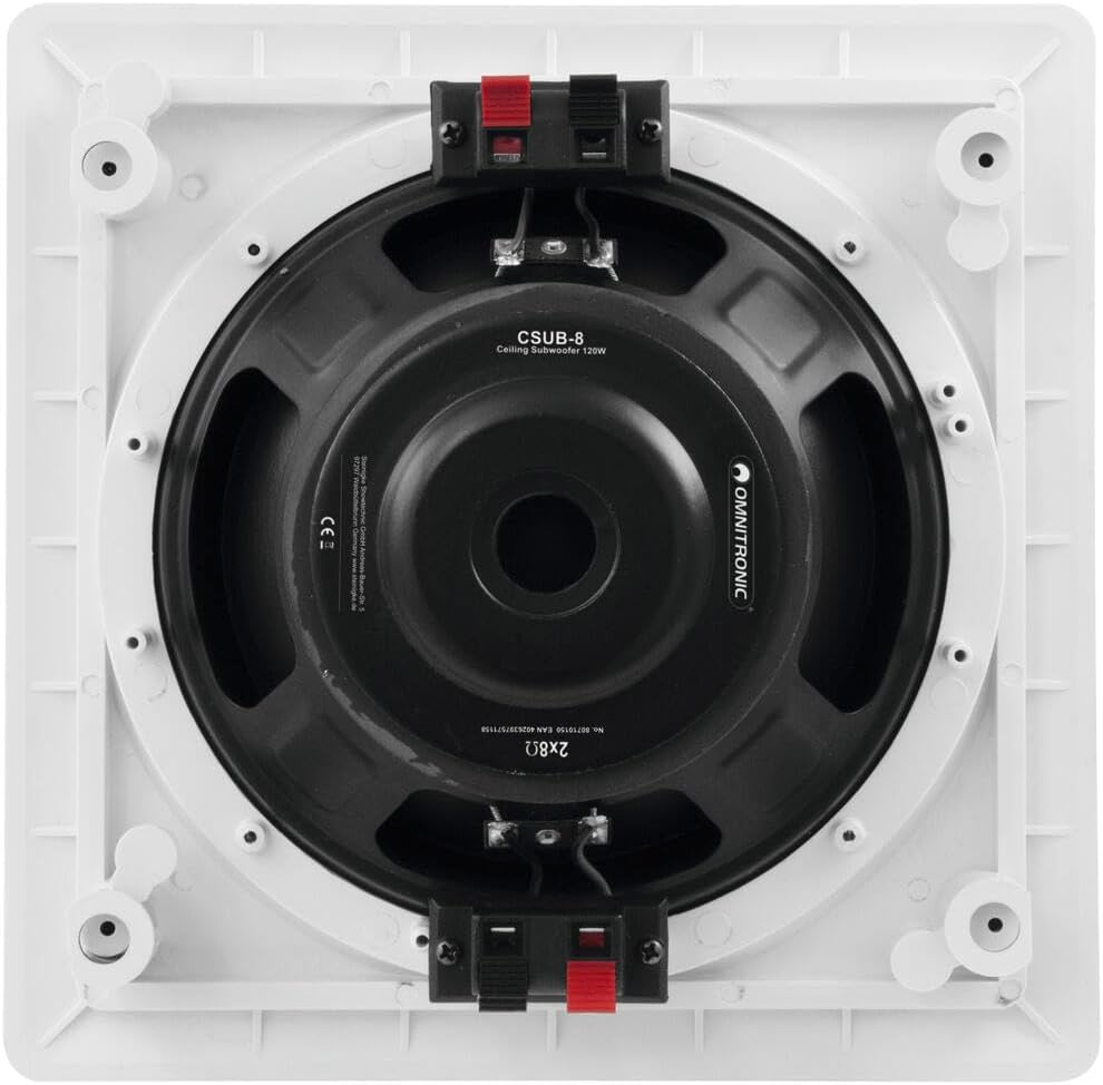 OMNITRONIC CSUB-8 Decken-Subwoofer | 8"-Einbau-Lautsprecher, Doppelschwingspule, 60 W RMS, 2 x 8 Ohm