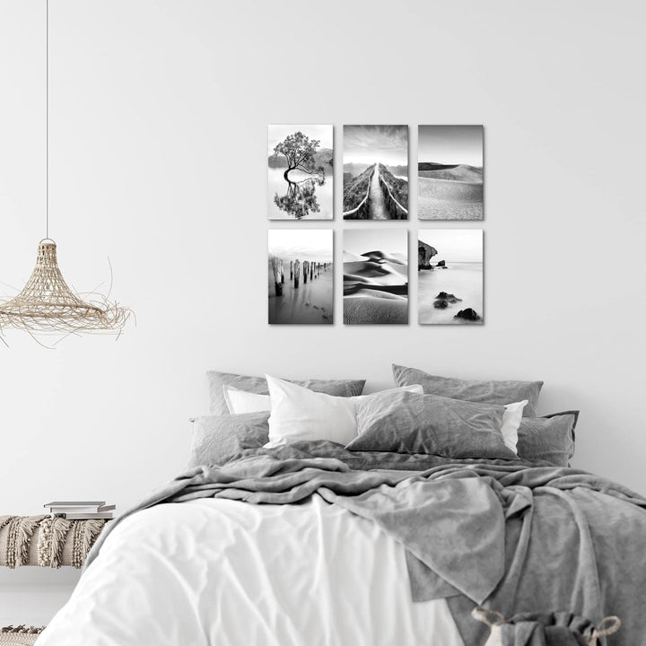 Novart Wandbilder Set - KOMPLETT AUFHÄNGFERTIG - Made in Germany - Moderne Bilder Landschaft Sand Na