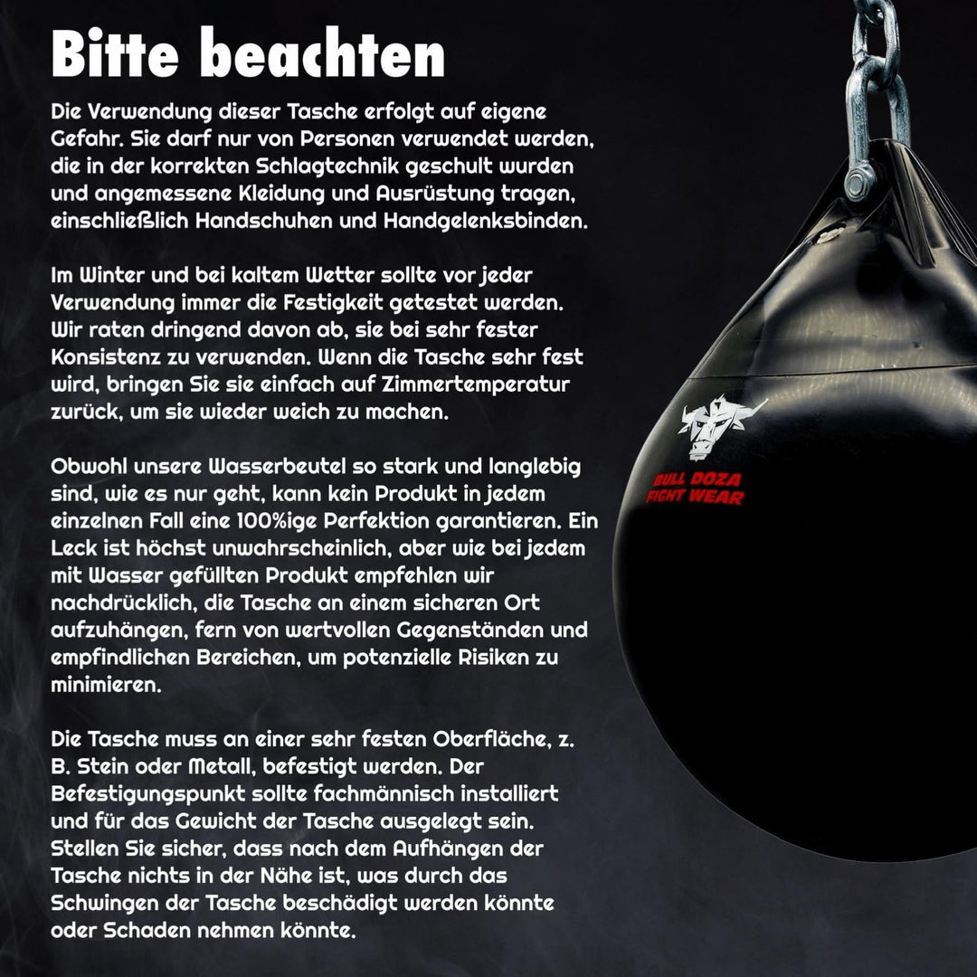 BULL DOZA FIGHT WEAR Pro Wasserboxsack – Schwer, langlebig, wasserdicht (Schwarz, L (19 Zoll), 53 kg