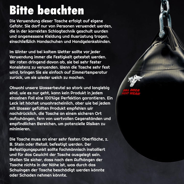 BULL DOZA FIGHT WEAR Pro Wasserboxsack – Schwer, langlebig, wasserdicht (Schwarz, L (19 Zoll), 53 kg