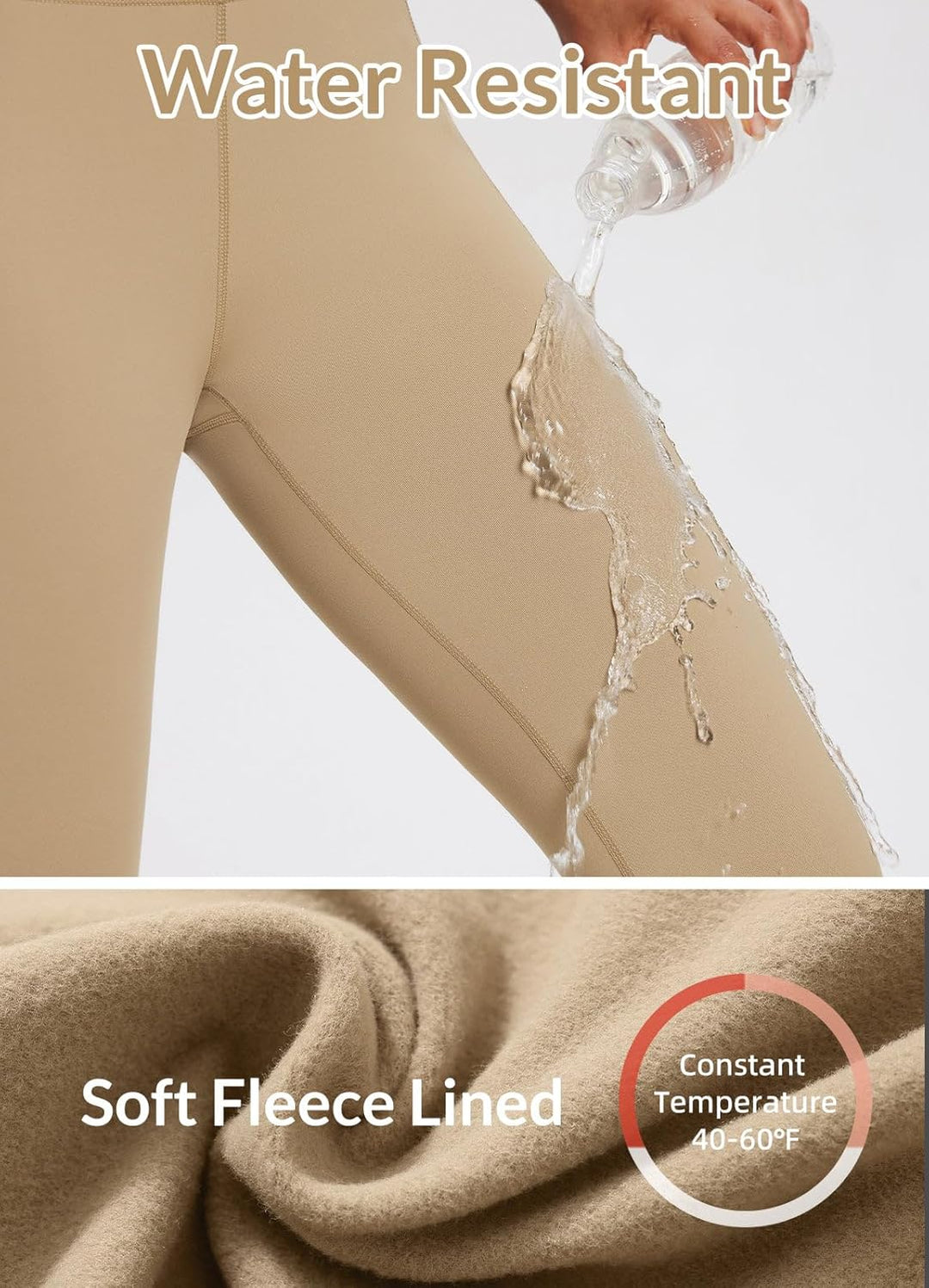 BALEAF Damen Fleece gefütterte Leggings Hoch taillierte Wanderleggings wasserdichte Thermo-Laufhose