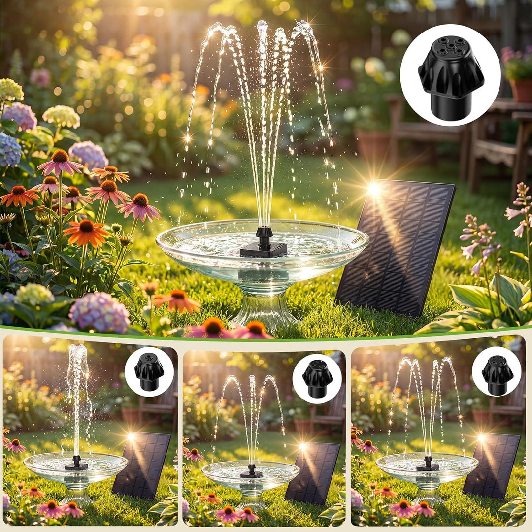 AISITIN Solarbrunnen für Draussen mit Verschiedene Sprüh Effekten und Kabel | 4W Solar Springbrunnen