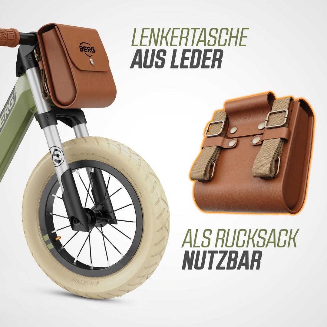 BERG Biky Retro Green Laufrad, 12'' Kinderfahrrad, Für Kinder von 2 bis 5 Jahre, Retro Grün, Green