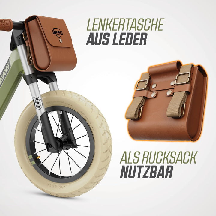 BERG Biky Retro Green Laufrad, 12'' Kinderfahrrad, Für Kinder von 2 bis 5 Jahre, Retro Grün, Green