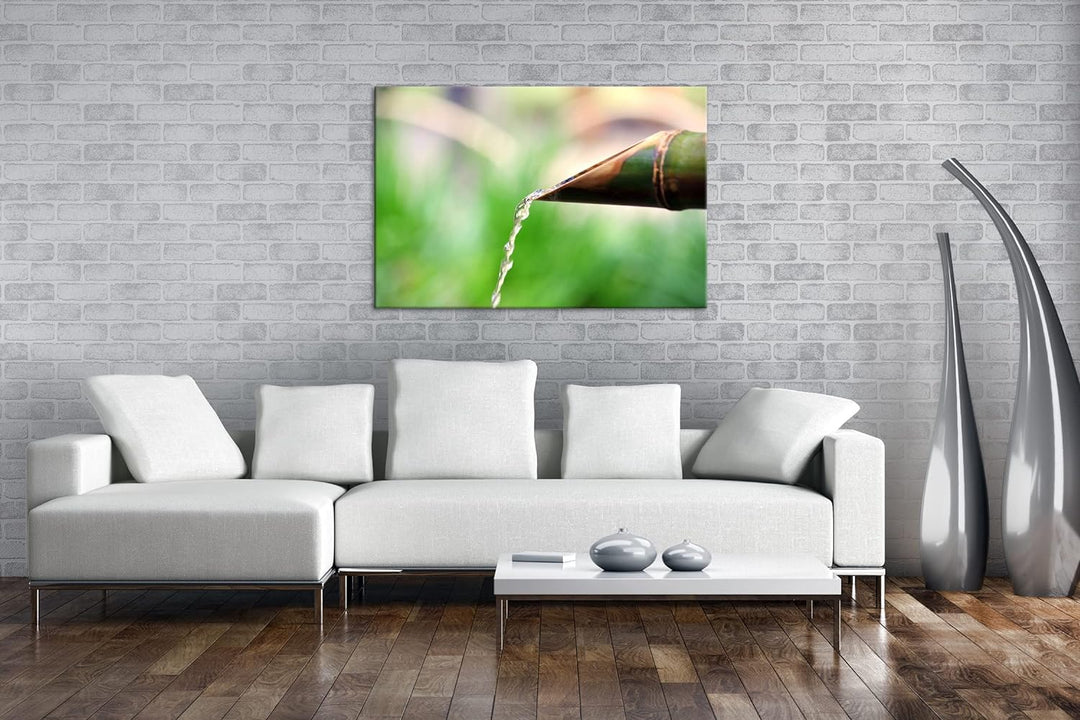 deyoli japanisches Wasserrohr aus Bambus Format: 120x80 als Leinwandbild, Motiv fertig gerahmt auf E