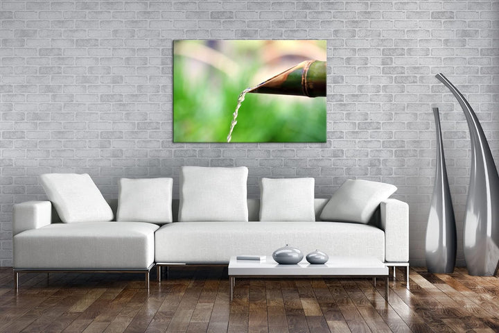 deyoli japanisches Wasserrohr aus Bambus Format: 120x80 als Leinwandbild, Motiv fertig gerahmt auf E