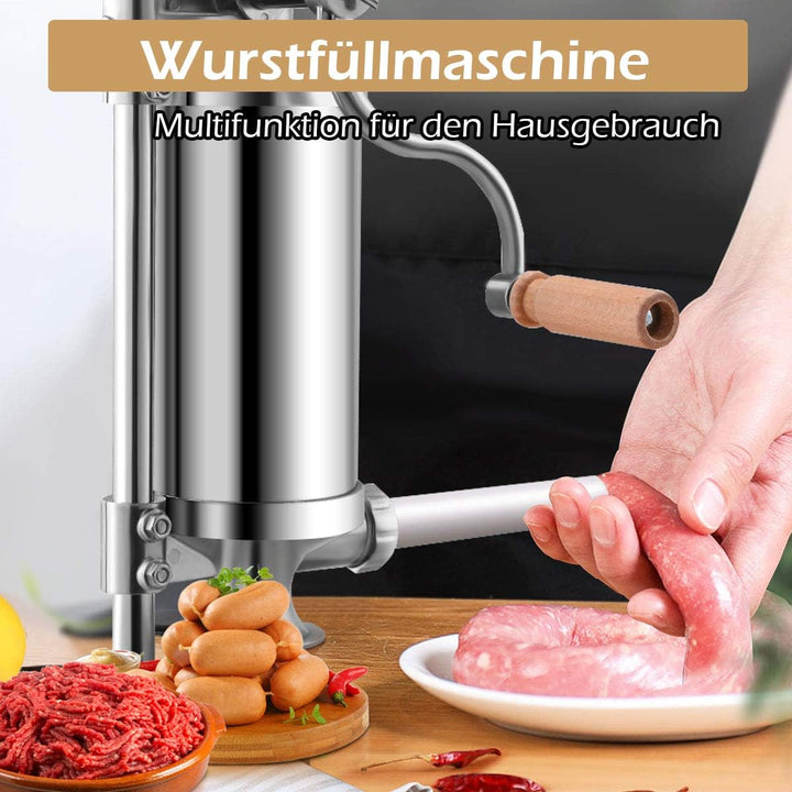 GOPLUS Wurstfüller aus Edelstahl, Wurstfüllmaschine Wurstmaschine Manuell, Wurstpress mit 4 verschie