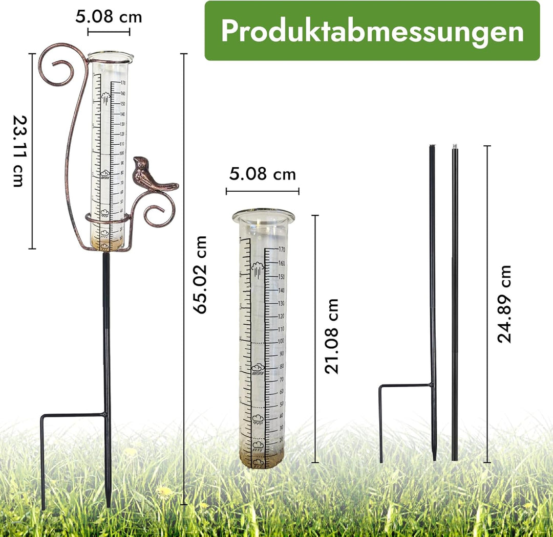 DAAS24 Regenmesser - Regenmesser für Garten – Frostsicheres Glas - Niederschlagsmesser- Flexibel pla